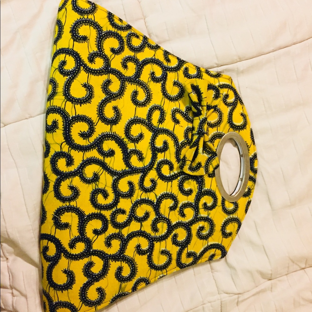 African Print Yellow and Black bag